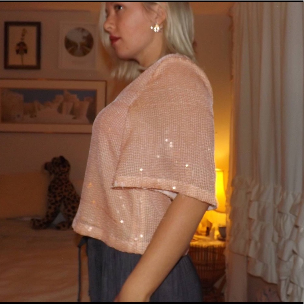 Free People Sequin Crop Top